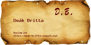 Deák Britta névjegykártya